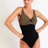 Maillot De Bain 1 Pièce Noir à Rayures FRIDA GOELIA