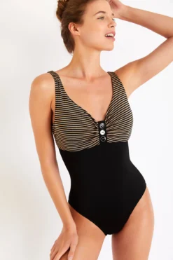 Maillot De Bain 1 Pièce Noir à Rayures FRIDA GOELIA -Maillots de bain femme Soldes 21e frida goelia jna01 dev2