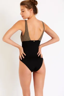 Maillot De Bain 1 Pièce Noir à Rayures FRIDA GOELIA -Maillots de bain femme Soldes 21e frida goelia jna01 dos