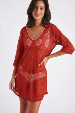 Tunique De Plage Ajourée Paprika BADAMI VANILLIER -Maillots de bain femme Soldes 22e badami vanillie jrd68 dev1
