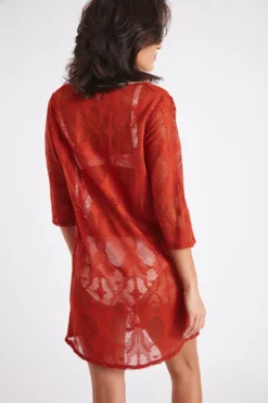 Tunique De Plage Ajourée Paprika BADAMI VANILLIER -Maillots de bain femme Soldes 22e badami vanillie jrd68 dos