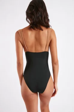 Maillot De Bain Une Pièce Noir Et Camel CAROLINA DUYA -Maillots de bain femme Soldes 22e carolina duya 41e01 dos