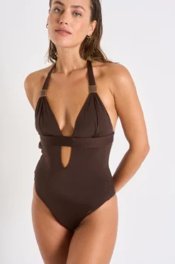 Maillot De Bain 1 Pièce Marron ELISE ALAMOR -Maillots de bain femme Soldes 22e elise alamor hzt78 dev4