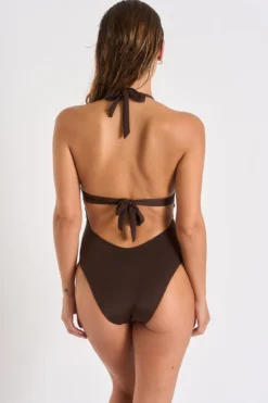 Maillot De Bain 1 Pièce Marron ELISE ALAMOR -Maillots de bain femme Soldes 22e elise alamor hzt78 dos