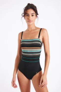 Maillot De Bain Une Pièce Bustier Noir Et Rayé ISABEL ONDURA -Maillots de bain femme Soldes 22e isabel ondura zha01 dev3