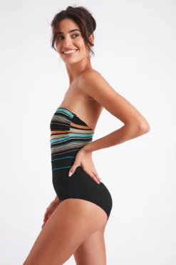Maillot De Bain Une Pièce Bustier Noir Et Rayé ISABEL ONDURA -Maillots de bain femme Soldes 22e isabel ondura zha01 dev4