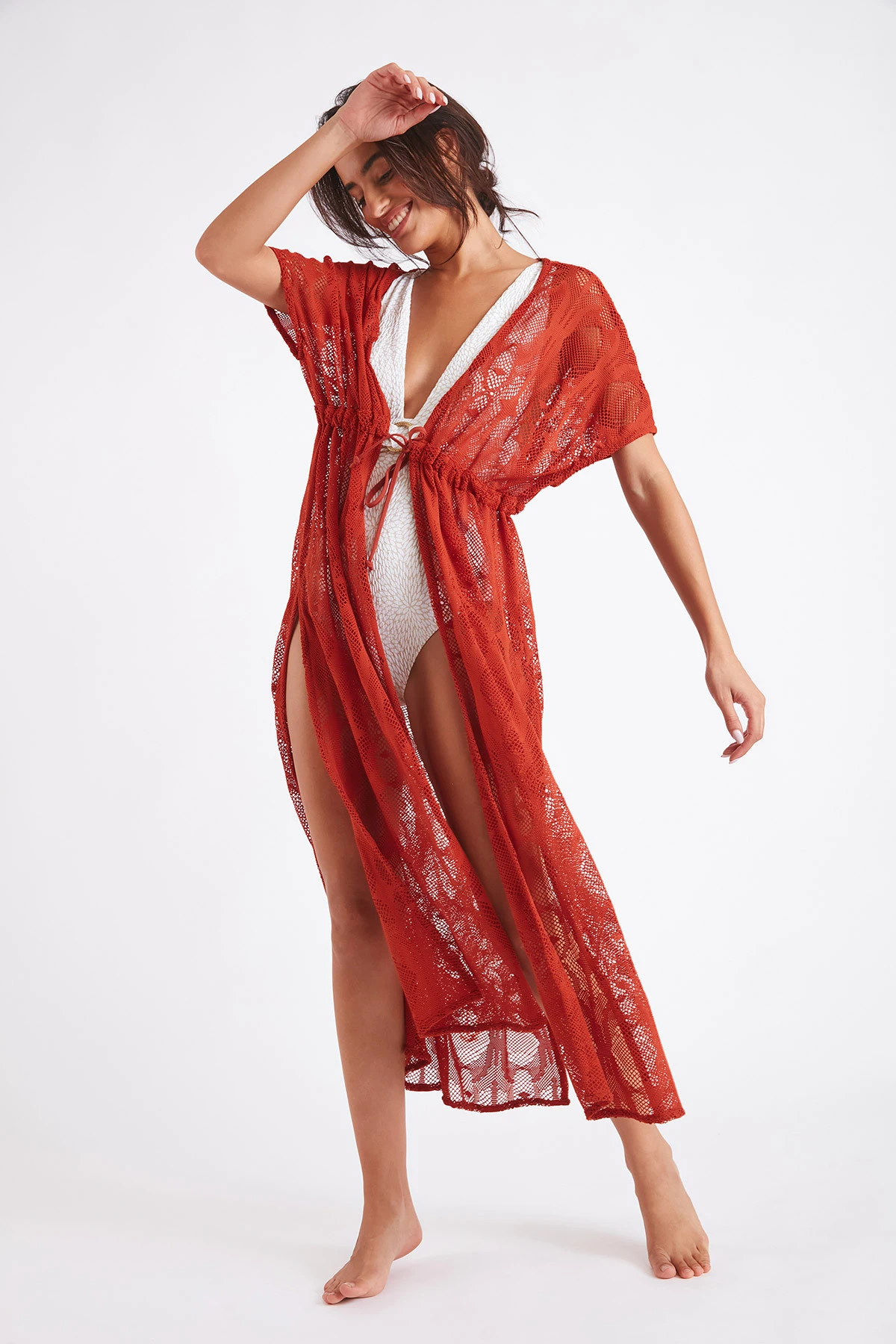 Tunique De Plage Longue Paprika LIZAE VANILLIER 3 Tunique De Plage Longue Paprika LIZAE VANILLIER – Image 3