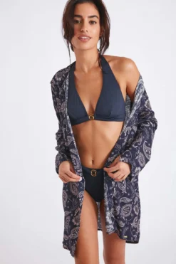 Chemise De Plage Bleu Marine Imprimé Cachemire NOLIE VOILJAYERA -Maillots de bain femme Soldes 22e nolie voiljayer zhi06 dev1