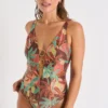Maillot De Bain 1 Pièce Marron à Motifs ABALAI JALAMA