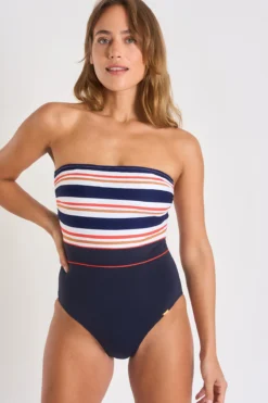Maillot De Bain 1 Pièce Bustier Marine à Rayures ISABEL BERKANE