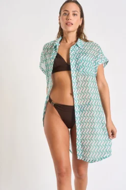 Chemise Verte Jade à Motifs PALACA CAMBURIVOIL