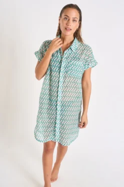 Chemise Verte Jade à Motifs PALACA CAMBURIVOIL -Maillots de bain femme Soldes 23e palaca camburiv liw34 dev3