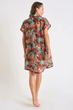 Chemise Marron à Motifs PALACA JALAMA -Maillots de bain femme Soldes 23e palaca jalamavo lix98 dos