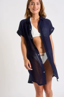 Chemise Marine PALACA SOLOBEACH -Maillots de bain femme Soldes 23e palaca solobeac lhy06 dev3