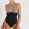 Maillot De Bain Une Pièce Noir à Rayures ROXANE ALLIAGE