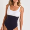 Maillot De Bain Une Pièce Femme Livia Bicolore Marine Et Blanc MEGRANIE TAMARINDO
